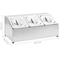 VidaXL Gastronorm-Ständer mit 3 GN 1/6 Behältern Edelstahl