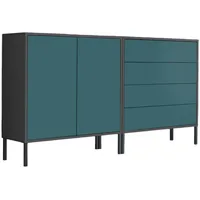 BMG Möbel Sideboard Mailand Set 3, grifflos, Metallfüßen, Anthrazit/