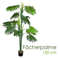 Decovego Künstliche Palme Pflanze Kunstpflanze Palmbaum Fächerpalme Deko Zimmerpflanze