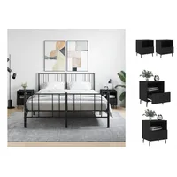 VidaXL Nachttische 2 Stk. Schwarz 40x35x47,5 cm Holzwerkstoff