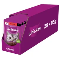Whiskas Adult Nassfutter für Katzen Frischebeutel Rind in Sauce