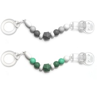 MiaMia Schnullerkette mit Silikon-Perlen & Gummiring inkl. Clip -