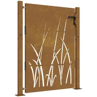 VidaXL Gartentor 105x130 cm Cortenstahl Gras-Design
