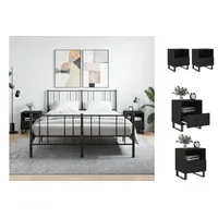 VidaXL Nachttische 2 Stk. Schwarz 40x35x47,5 cm Holzwerkstoff