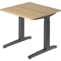 Bümö Schreibtisch Eiche, Graphit, Nachbildung,Eiche, Quadratisch, 80x74x80 cm, FSC