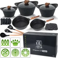 Melody Topf-Set Nero Antihaft Alugus Pfannen-Set Topfset Töpfe Bratpfannen