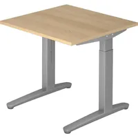 Bümö Schreibtisch Eiche, Silber, Nachbildung,Eiche, Quadratisch, 80x74x80 cm, FSC