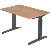 Bümö Schreibtisch Nussbaum, Graphit, Nachbildung,Nussbaum, Rechteckig, 120x74x80 cm, FSC