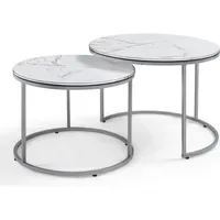 [en.casa] Skagen Marmor weiß / silber 2er Set