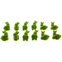 Dekoleidenschaft 12 Mini-Hasen Moos grün, Osterhase, 5 cm hoch,