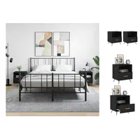 VidaXL Nachttische 2 Stk. Schwarz 40x35x47,5 cm Holzwerkstoff