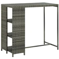 VidaXL Bartisch mit Regal Grau 120x60x110 cm Poly Rattan
