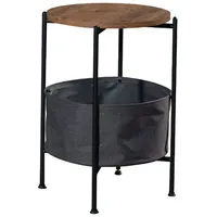 [en.casa] Beistelltisch Suonenjoki 59x47cm Schwarz / Walnussoptik