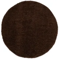 Pergamon Hochflor Langflor Shaggy Teppich Fluffy Rund, Dunkelbraun, in