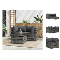 VidaXL 3-tlg. Garten-Lounge-Set mit Kissen Grau Poly Rattan