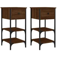 VidaXL Nachttische 2 Stk. Braun Eichen-Optik 34x36x70 cm Holzwerkstoff