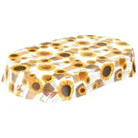 ANRO Tischdecke Wachstischtischdecke Oval 140 x 240 cm Gelb