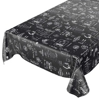 ANRO Wachstuchtischdecke Wachstuch Wachstischdecke Tischdecke abwaschbar Schwarz Bistro Retro