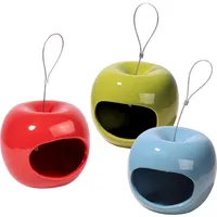 Dobar Keramik-Futterspender in Apfelform 3er-Set Rot/Grün/Blau