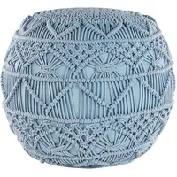Beliani Pouf Blau 40 cm gestrickt Baumwolle KAYSERI