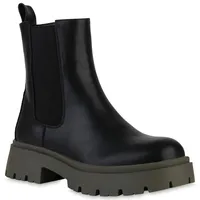 VAN HILL Plateau Boots in Schwarz Olivgrün