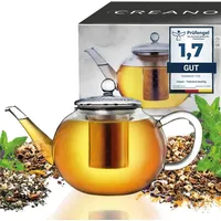 Creano Teekanne aus Glas 1,6l - Glasteekanne mit Edelstahl-Sieb
