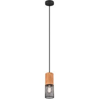 Trio Pendelleuchte Tosh Schwarz matt, Holz, exkl. 1x E27