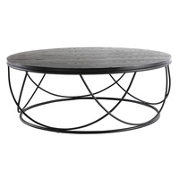 Miliboo Couchtisch Holz und Metall Schwarz rund 80 cm