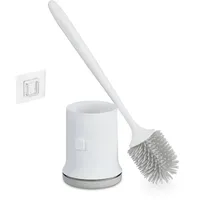 Relaxdays Toilettenbürste mit Wandhalterung, schnelltrocknend, WC-Bürste, Behälter, ohne Bohren,