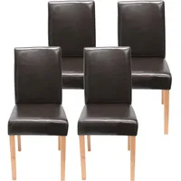Mendler 4er-Set Esszimmerstuhl Stuhl Küchenstuhl Littau - Kunstleder, braun