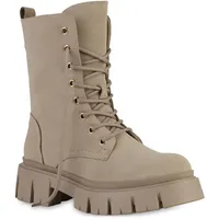 VAN HILL Damen Plateau Boots in Khaki