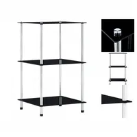 VidaXL Regal mit 3 Ablagen Schwarz 40x40x67 cm Hartglas