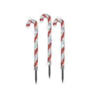 MARELIDA LED Zuckerstangen Gartendeko Weihnachtsbeleuchtung Timer 3 Stück