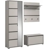 Xonox.home XORA Garderobe Jaru Grau Schwarz 3-teilig 165x196x37 cm