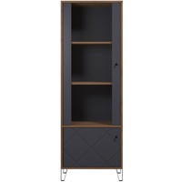 VCM trendteam Vitrine Vitrinenschrank Highboard Touch Eiche Kraft Gold/Graphite