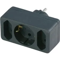 REV Ritter REV Übergangsstecker 2-fach + 1 Schutzkontakt schwarz