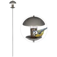 Relaxdays Vogelfutterspender silber 20,0 x 20,0 x 172,0 cm