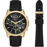 Giorgio Armani Armani Exchange Geschenkset Herrenuhr Chronograph Edelstahl goldfarben,