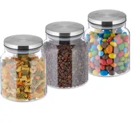 Relaxdays Vorratsgläser mit Deckel, 1100 ml, runde Vorratsdosen, luftdichte