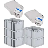 Proregal 5x Eurobox NextGen Grip mit Scharnierdeckel und blauen