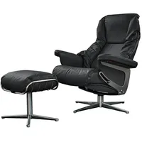 KAWOLA Sessel MODO Relaxsessel drehbar Leder schwarz mit Hocker