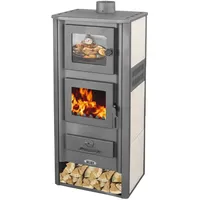 Blist Kaminofen mit Backfach Weiß Holzofen 12,1 kW Kamin