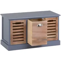 CARO-Möbel Sitzbank TRIENT im Vintage Look grau/Natur Garderobenbank Sitztruhe