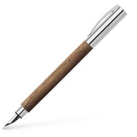 Faber-Castell 148580 - Füllfederhalter AMBITION Nussbaum, M, inkl. Geschenkverpackung