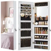Songmics Schmuckschrank mit LED-Beleuchtung, Spiegelschrank, Schmuck-Organizer, Wandschrank mit Ganzkörperspiegel