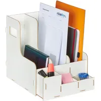 Relaxdays Stehsammler 3 Fächer & Utensilienbox Weiß