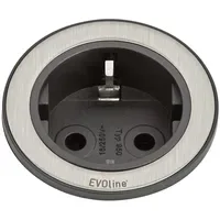 EVOline Einbau-Steckdosenleiste 1fach Edelstahl Schwarz 1 St.