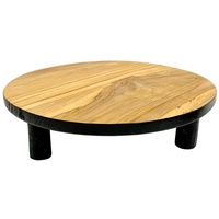 Spetebo Teak Blumenteller schwarz - 15 cm / Holz