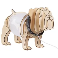 Beliani Tischlampe Heller Holzfarbton 22 cm Hundeform DOUCE