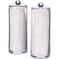 Relaxdays Wattepads Aufbewahrung 2er Set, Acryl, rund, Wattepadspender mit